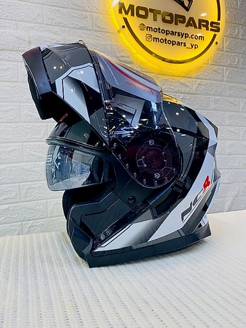 NCR-162 KASK ÇENE AÇILIR VİZÖRLÜ BEYAZ GRİ GRAFİK-L