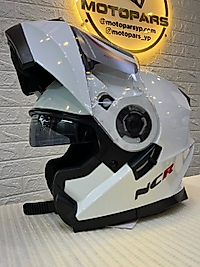 NCR-162 KASK ÇENE AÇILIR VİZÖRLÜ PARLAK BEYAZ-XL